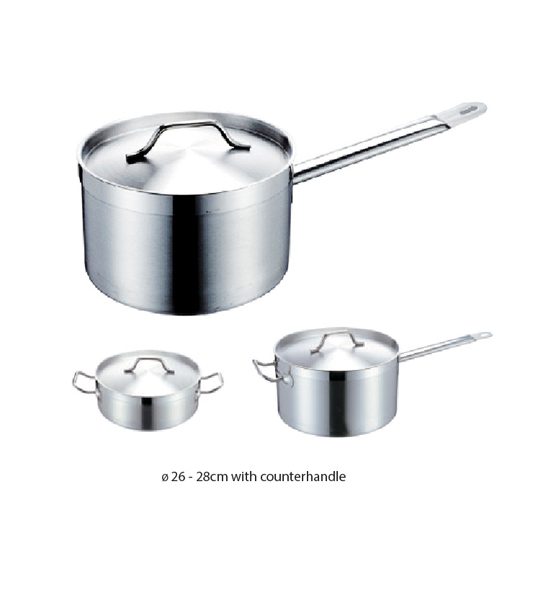 Oriental Stainless Steel Deep Sauce Pan with Sandwich Bottom and Lid