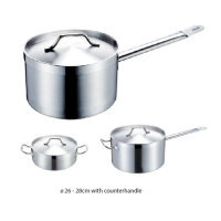 Stainless Steel Deep Saucepan with Sandwich Bottom and Lid