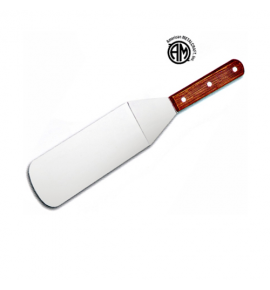 Stainless Steel Solid Round Blade Turner with Wooden Handle