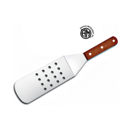 Stainless Steel Perforated Round Blade Turner with Wooden Handle