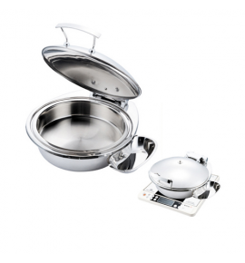 Stainless Steel Round Induction Chafer with Stainless Steel Lid complete with Detachable Spoon Holder