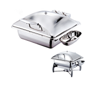 Stainless Steel Deluxe Square Chafer with Stainless Steel Lid complete with Detachable Spoon Holder