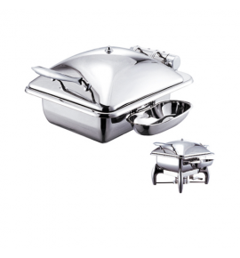 Stainless Steel Deluxe Junior Square Chafer with Stainless Steel Lid complete with Detachable Spoon Holder