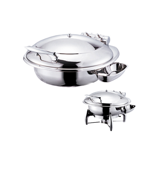Stainless Steel Deluxe Round Chafer with Stainless Steel Lid complete with Detachable Spoon Holder