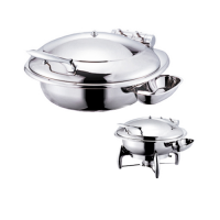 Stainless Steel Deluxe Round Chafer with Stainless Steel Lid complete with Detachable Spoon Holder