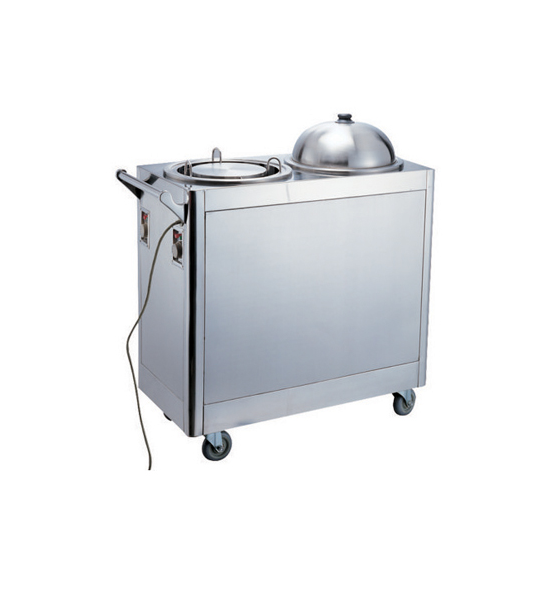 Stainless Steel Double Stack Heated Plate Trolley - Square