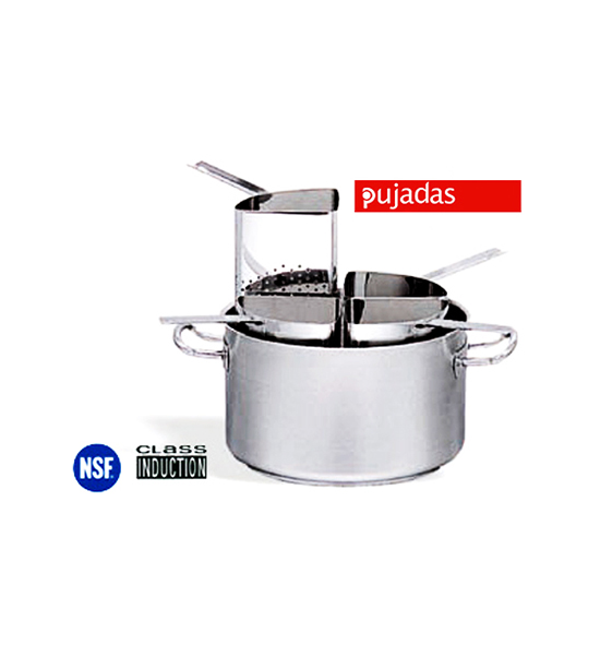 Stainless Steel Casserole Set complete with 4 Pasta Colanders