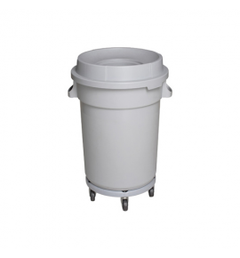 Heavy Duty Circular Garbage Bin with Funnel Top and Dolly