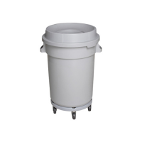 Heavy Duty Circular Garbage Bin with Funnel Top and Dolly