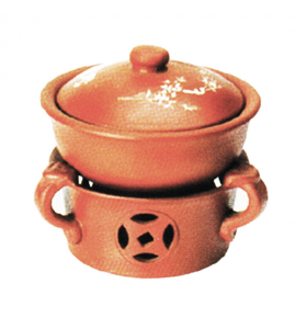 Clay Herbal Soup Tureen with Cover and Stand