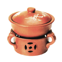Clay Herbal Soup Tureen with Cover and Stand