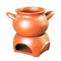 Clay 3 Piece Herbal Soup Tureen with Handles and Stand