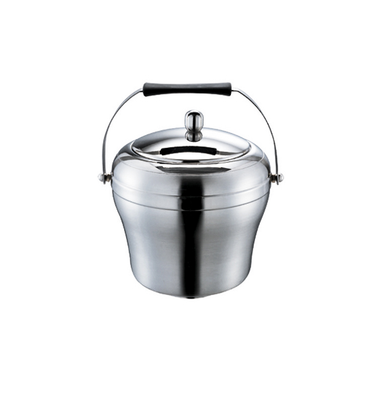 Stainless Steel Drum Shaped Ice Bucket with Lid and Handles