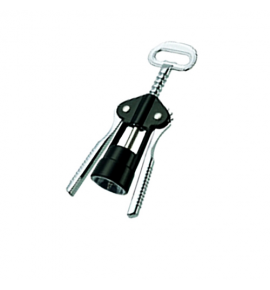 Stainless Steel Double Lever Wine Corkscrew with Coated Black Body