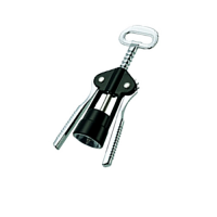 Stainless Steel Double Lever Wine Corkscrew with Coated Black Body