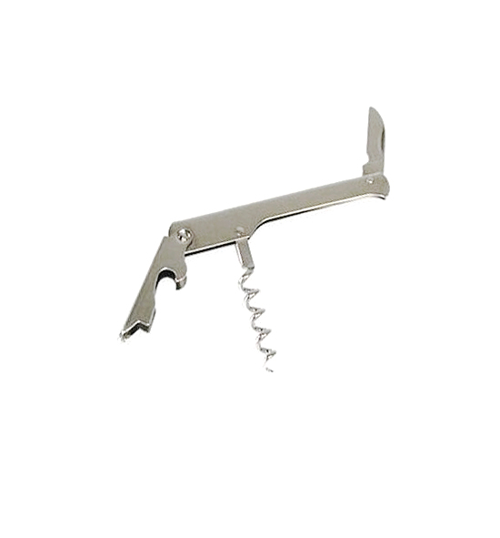 Stainless Steel Waiter's Corkscrew with Straight Blade and Bottle Opener