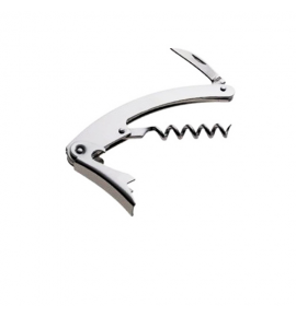 Stainless Steel Waiter's Corkscrew with Curved Blade and Bottle Opener