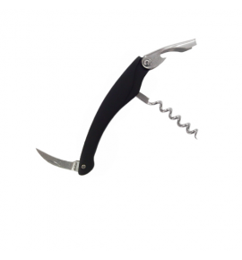 Stainless Steel Rubber Grip Waiter's Corkscrew with Curved Blade and Bottle Opener