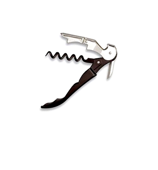 Stainless Steel Plastic Grip Waiter's Corkscrew with Straight Blade and Bottle Opener