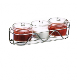 Acrylic Condiment Jar Set with Stainless Steel Wire Caddy