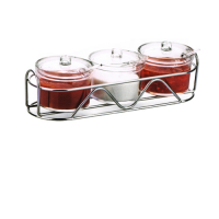 Acrylic Condiment Jar Set with Stainless Steel Wire Caddy