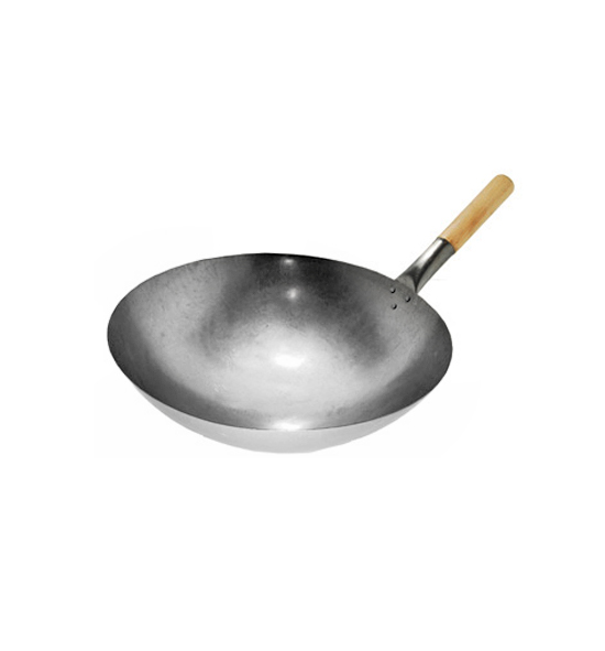 Iron Shanghainese Frying Wok with Wooden Handle