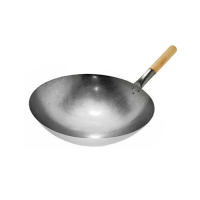 Iron Shanghainese Frying Wok with Wooden Handle