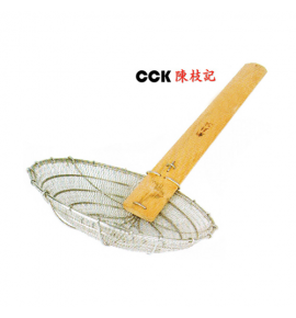 Heavy Duty Stainless Steel Chinese Strainer with Bamboo Handle