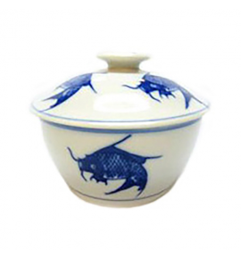 Porcelain Chicken Casserole With Cover - Fish Design