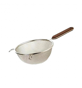 Stainless Steel Double Mesh Strainer with Wooden Handle