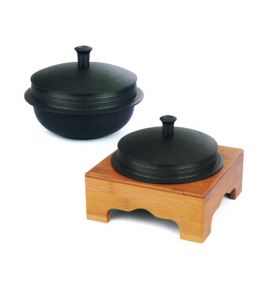 Korean Cast Iron Stove with Raised Wooden Stand