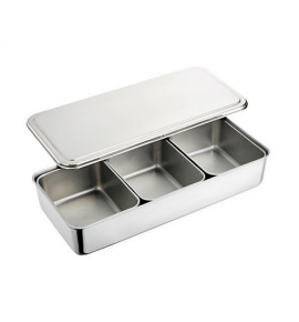 Stainless Steel 3 Compartment Seasoning Container With Cover