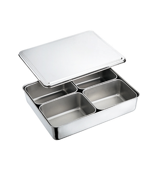 Stainless Steel 4 Compartment Seasoning Container With Cover