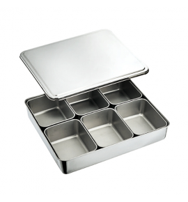 Stainless Steel 6 Compartment Seasoning Container With Cover