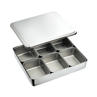 Stainless Steel 6 Compartment Seasoning Container With Cover