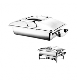 Stainless Steel Deluxe Rectangular Chafer with Stainless Steel Lid complete with Detachable Spoon Holder