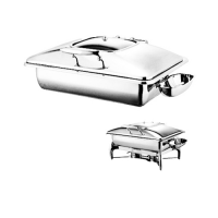 Stainless Steel Deluxe Rectangular Chafer with Stainless Steel Lid complete with Detachable Spoon Holder
