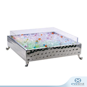 ACRYLIC SQUARE ICE DISPLAY WITH HAMMERED STAND