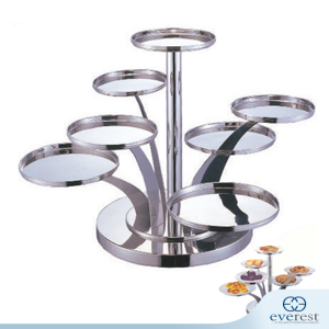 STAINLESS STEEL 7 ARM ROTATING DESSERT DISPLAY STAND