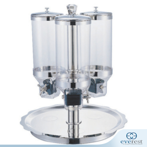 STAINLESS STEEL ROTATING 3 TANK CEREAL DISPENSER