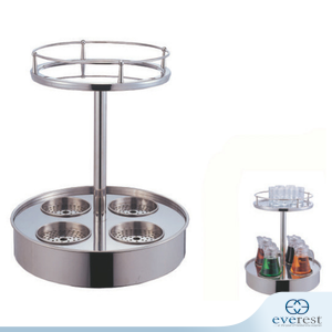 STAINLESS STEEL ROTATING 2 TIER BEVERAGE STATION