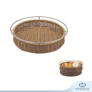 ROUND RATTAN BREAD DISPLAY BASKET