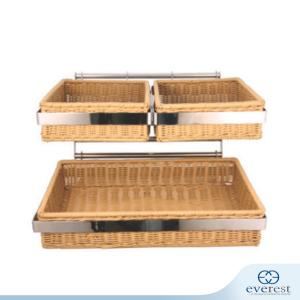 3 BASKET RATTAN BREAD DISPLAY